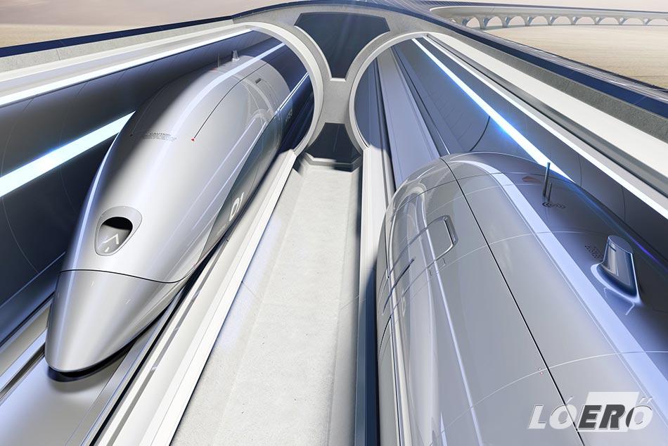 A Hyperloop vonat álma, a légritkított csőben közlekedő kapszula. 